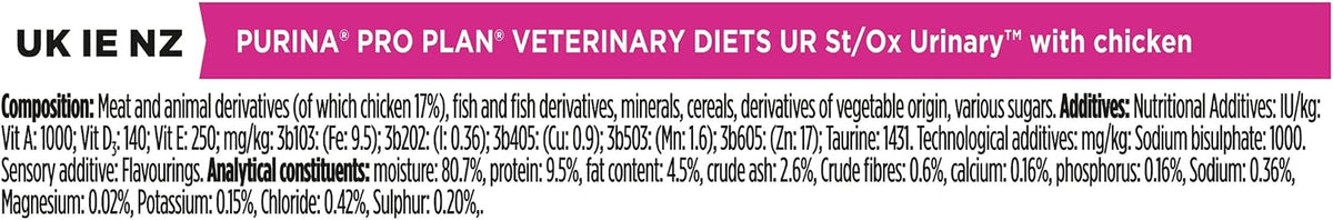 PRO PLAN VETERINARY DIETS UR Urinary Chicken Wet Cat Food – 40 x 85g