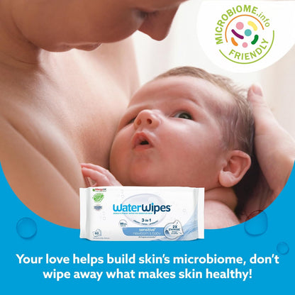 WaterWipes Sensitive+ Newborn & Baby Wipes – 18 Pack | 99.9% Purified Water | Unscented
