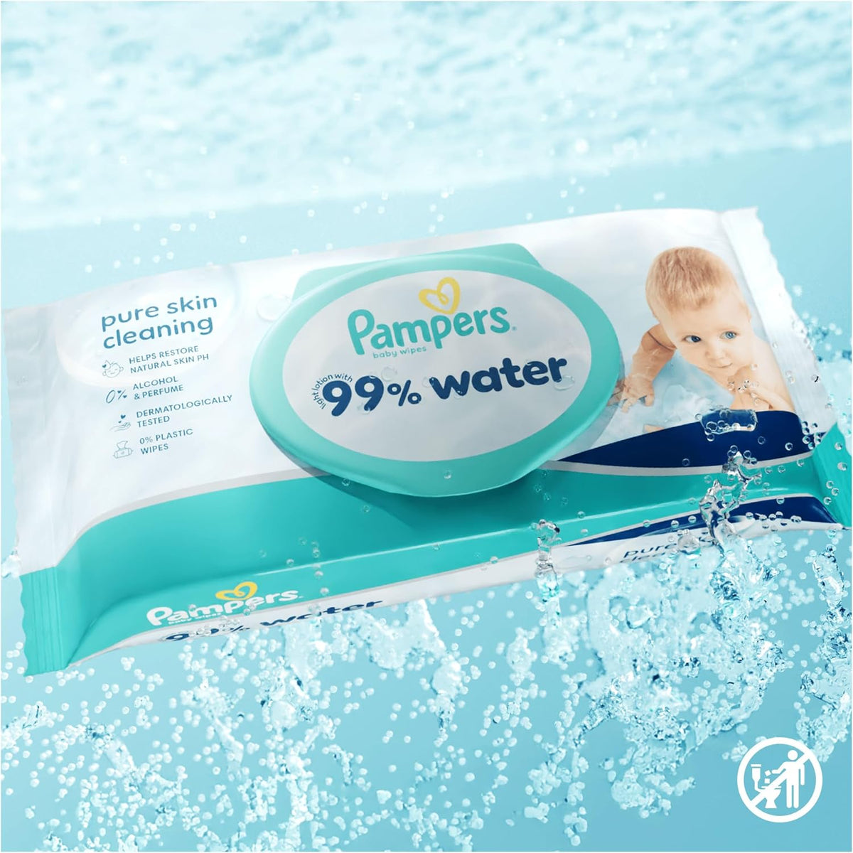 Pampers 99% Water Baby Wipes – 720 Count | Fragrance Free | Newborn & Sensitive Skin